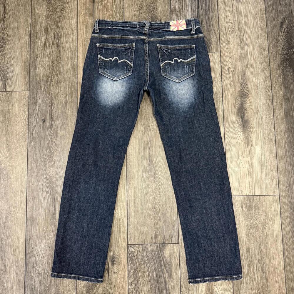 Machine Nouvelle Mode Distressed Jeans Size 32 Blue Denim Straight Leg - Picture 3 of 13